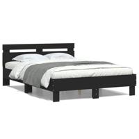 Bedframe met hoofdeinde en LED zwart 135x190 cm - thumbnail