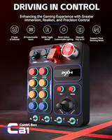 PXN CB1 Button Box - Zij Paneel voor Gaming Stuur, ETS2 Hulp Controller - Alleen voor PC | 19 Sim Knoppen, RGB, USB, Klem | Knoppen Kast voor Truck, Race, Vliegtuig en Boerderij Simulatie Spellen - thumbnail
