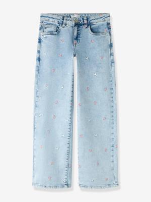 Wijde jeans met borduursel voor meisjes NAME IT gebleekt denim