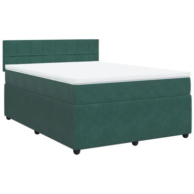 Boxspring met matras fluweel donkergroen 160x200 cm - thumbnail