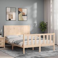 Bedframe met hoofdbord massief hout - thumbnail