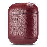 AirPods 1/2 hoesje Genuine Leather Series - hard case - Wijn rood