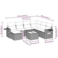 8-delige Loungeset met kussens poly rattan lichtgrijs - thumbnail