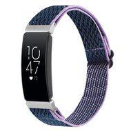 FitBit Inspire 2 & Ace 3 Elastische solo loop nylon bandje - Donkerblauw met paars