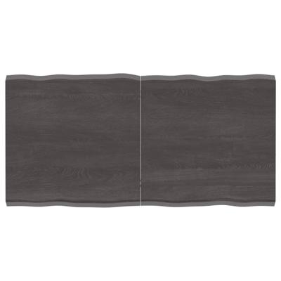 Tafelblad natuurlijke rand 120x60x(2-4)cm eikenhout donkerbruin