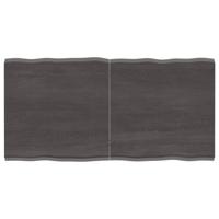 Tafelblad natuurlijke rand 120x60x(2-4)cm eikenhout donkerbruin - thumbnail