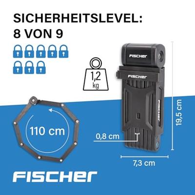 FISCHER FAHRRAD PROTEC FK110 Vouwslot Sleutelslot