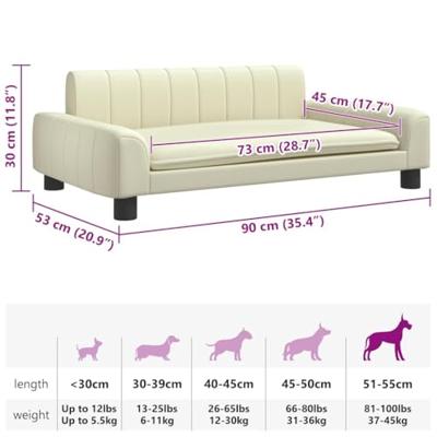 vidaXL Hondenmand 90x53x30 cm kunstleer crèmekleurig