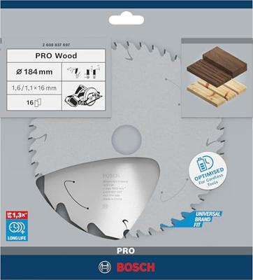 Bosch Accessoires Cirkelzaagblad ACCU Standard for Wood 184x16x1.6/1.1x16T - 2608837697