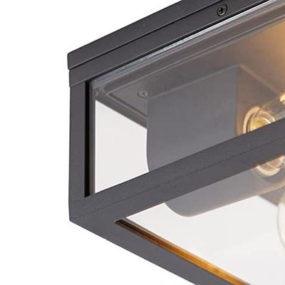 QAZQA Industriële plafondlamp zwart IP44 2-lichts - Charlois