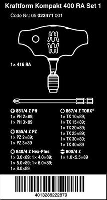 Wera Kraftform Kompakt 400 RA Set 1, 17-delig - 05023471001 - thumbnail