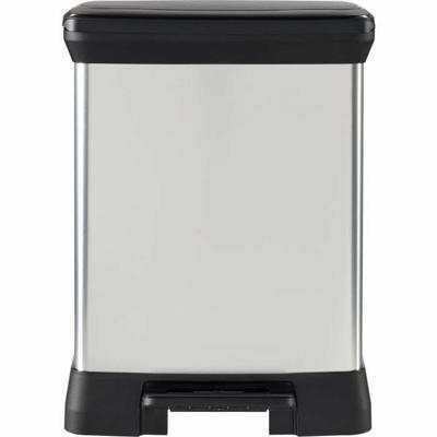 Rechthoekige prullenbak - DECO BIN - CURVER - 50L - Elegant design - 39 x 29 x 51 cm - Metallic grijs