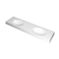 INK Smooth Wastafel Polystone Dubbel met 2 Kraangaten - 1800x450x90 mm - Glans Wit - thumbnail
