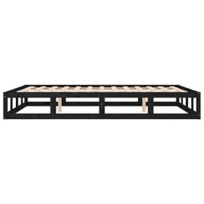 Bedframe massief hout zwart 140x190 cm - thumbnail