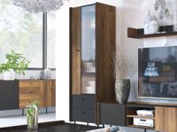 Kolomkast PRESTIGIA 2 deuren 2 lades zwart/warmia noten - thumbnail