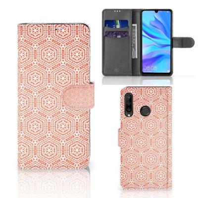 Huawei P30 Lite (2020) | Telefoon Hoesje | Pattern Orange | Portemonnee hoesje