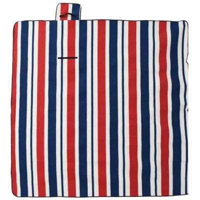 VidaXL Picknickkleed opvouwbaar strepen 200x200 cm fluweel blauw rood