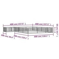 Hondenkennel 16 panelen 100x50 cm gepoedercoat staal zwart - thumbnail
