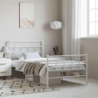 Bedframe met hoofd- en voeteneinde metaal wit 100x190 cm - thumbnail