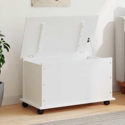 Opbergkist met wielen ALTA 73x39,5x43 cm massief grenenhout wit