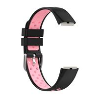 Fitbit Luxe - Siliconen sportbandje - Maat: Large - Zwart + roze - thumbnail