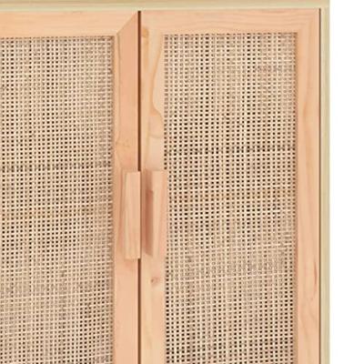 Dressoir 60x30x70 cm massief grenenhout en rattan bruin Dressoir 60x30x70 cm massief grenenhout en rattan bruin