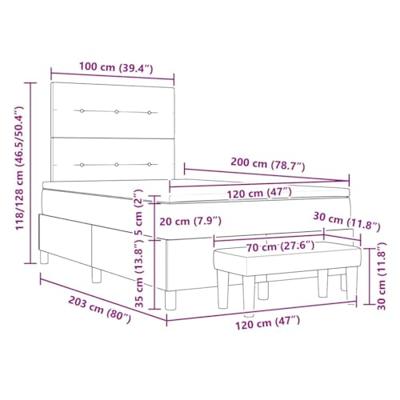 Boxspringbed met matras en bank stof lichtgrijs 120x200 cm