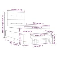 Boxspringbed met matras en bank stof lichtgrijs 120x200 cm - thumbnail