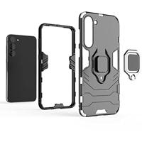 Lunso - Samsung Galaxy S23 Plus - Armor backcover hoes met ringhouder - Zwart - thumbnail