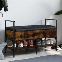Schoenenbank 85,5x42x57,5 cm bewerkt hout gerookt eikenkleurig - thumbnail
