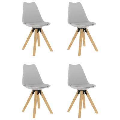 vidaXL Eetkamerstoelen 4 st PP en massief beukenhout grijs