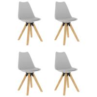 vidaXL Eetkamerstoelen 4 st PP en massief beukenhout grijs - thumbnail
