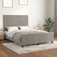 Bedframe zonder matras 140x200 cm fluweel lichtgrijs - thumbnail