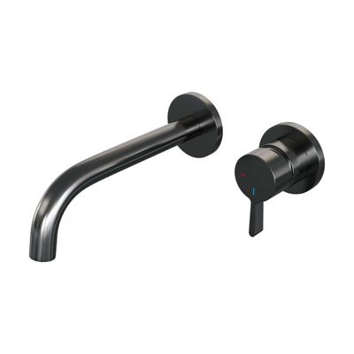 Brauer Gunmetal Edition Inbouw Wastafelmengkraan met Gebogen Uitloop en Rozetten Model E1 Gunmetal Geborsteld PVD