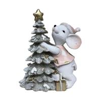 Kerstversiering DKD Home Decor Muis Hars (10 x 6,5 x 11 cm) (2 Stuks) - thumbnail