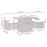 6-delige Loungeset met kussens poly rattan grijs - thumbnail