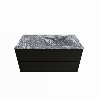 MONDIAZ VICA-DLUX 100cm badmeubel onderkast Urban 2 lades. Inbouw wastafel CLOUD rechts 1 kraangat, kleur Lava.