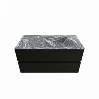 MONDIAZ VICA-DLUX 100cm badmeubel onderkast Urban 2 lades. Inbouw wastafel CLOUD rechts 1 kraangat, kleur Lava. - thumbnail