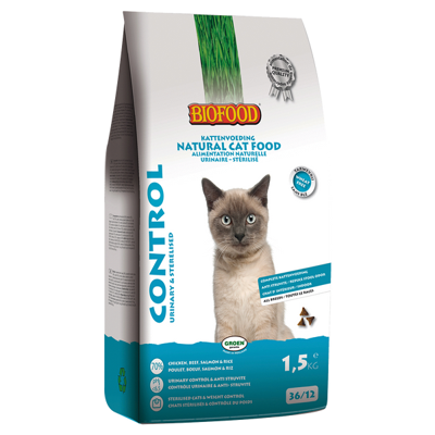Biofood Premium control urinary/sterilised kattenvoer 1,5kg (LET OP! THT: 12-2025) Biofood Premium control urinary/sterilised kattenvoer 1,5kg (LET OP! THT: 12-2025)