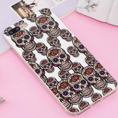 For iPhone 8 Plus & 7 Plus Noctilucent IMD Skull Pattern Soft TPU Back Case Protector Cover