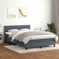 Boxspring met matras fluweel donkergrijs 140x220 cm - thumbnail