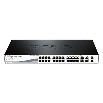 D-Link DES-1210-28P - Fast Ethernet PoE/PoE+ Smart Switch met 24 PoE 10/100/1000 Base-T Poorten en 4 1000Base-T/SFP Poorten