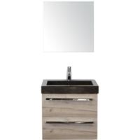 Seville Badmeubelset 60 cm - Craft Oak - Wastafel Hardsteen Wit Lucca met Spiegel - thumbnail
