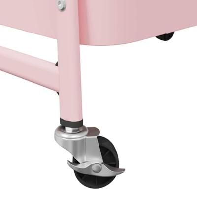 VidaXL Opbergtrolley 3-laags roze 42x41,5x77 cm staal - thumbnail