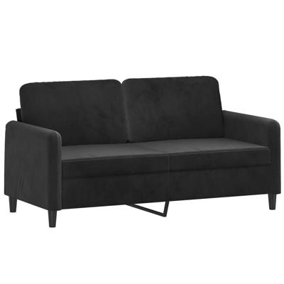 2-delige Loungeset met kussens fluweel zwart - thumbnail