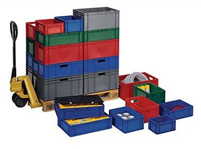 LA-KA-PE Transportstapelbak | L600xB400xH270mm | groen PP handgreepopening | zijwanden gesloten | 1 stuk - TK600/270-0 GRÜN TK600/270-0 GRÜN