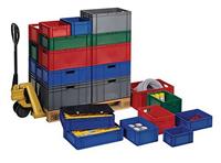LA-KA-PE Transportstapelbak | L600xB400xH270mm | groen PP handgreepopening | zijwanden gesloten | 1 stuk - TK600/270-0 GRÜN TK600/270-0 GRÜN - thumbnail