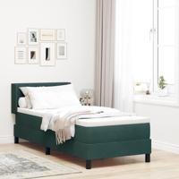 Boxspringbed met Matras Zwart 100x200 cm Fluweel Donkergroen - thumbnail