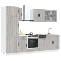 8-delige Keukenkastenset Kalmar bewerkt hout grijs sonoma eiken - thumbnail