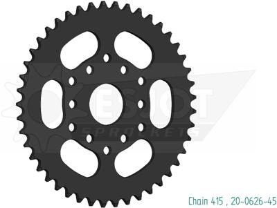 ESJOT achtertandwiel "0626" chain wheel 415 45z steel black